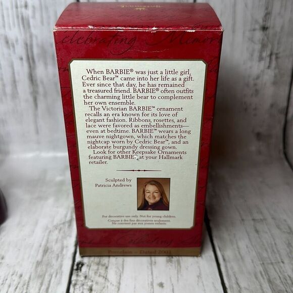 Hallmark Victorian Barbie with Cedric Bear Ornament 2000 - Picture 5 of 7